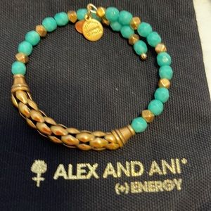 Alex and Ani teal bracelet with pouch